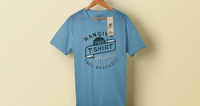 Realistic T-shirt Mockup With Wooden Hanger
