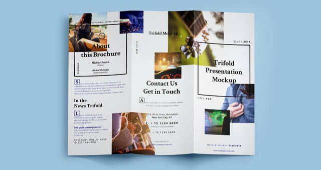 Realistic Tri-Fold Brochure Mockup