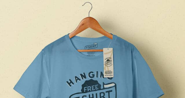 Realistic T-shirt Mockup With Wooden Hanger