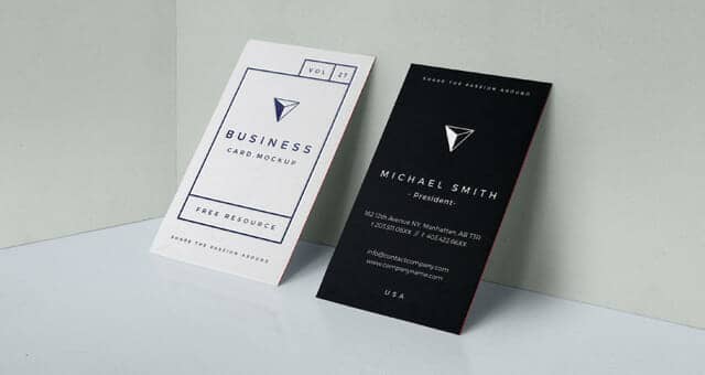 Standing Vertical Business Card Mockup