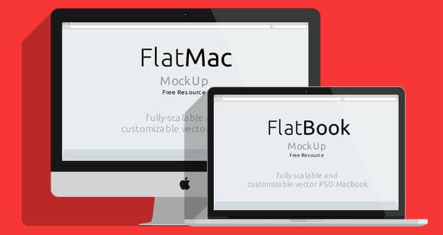 4 Flat iMac & Macbook Mockups