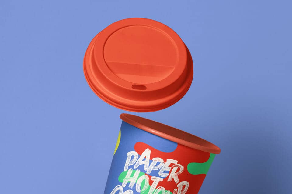 Floating Paper Hot Cup Mockup