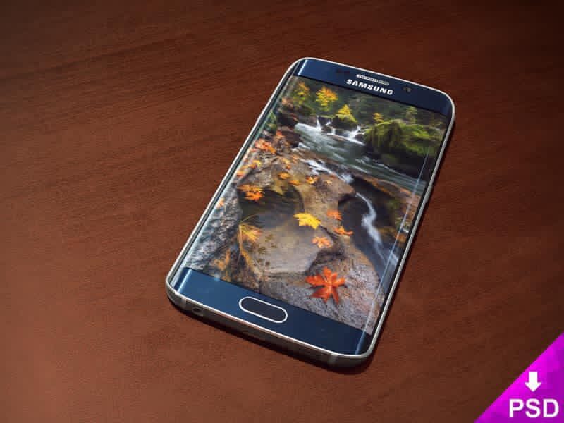 Blue Samsung Galaxy S6 Edge Mockup