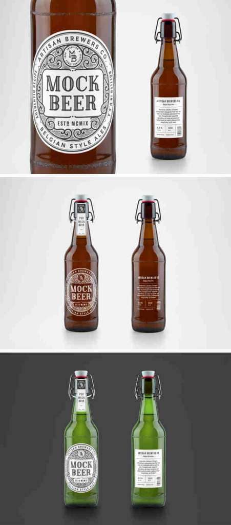 Belgian Style Beer Bottle Mockup