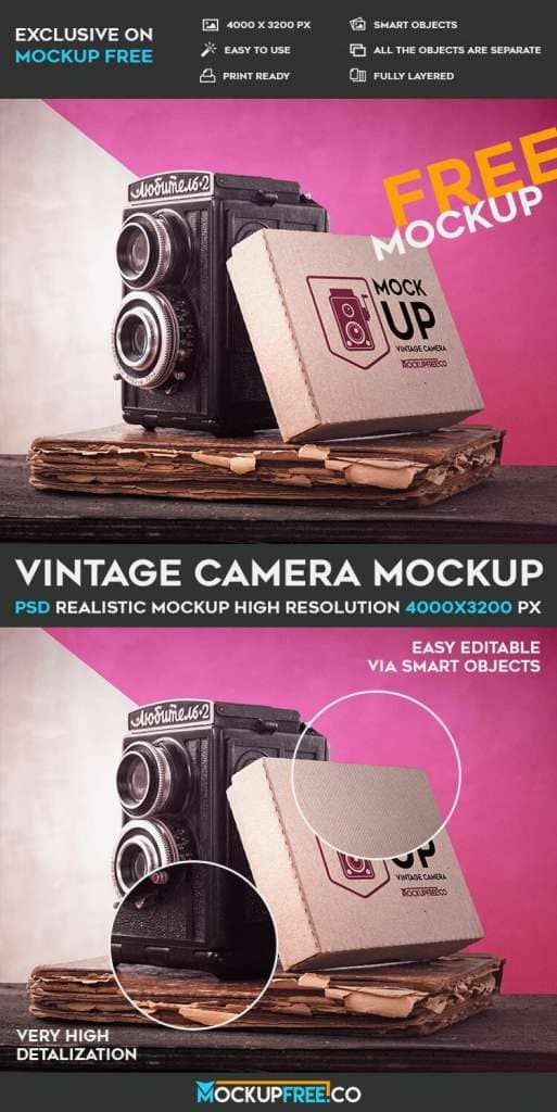 Free Vintage Camera Mockup