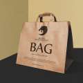 Brown Paper Package Bag With Handles Mockup