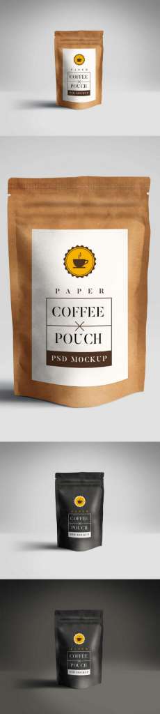 Coffee Paper Pouch Packaging Mockup
