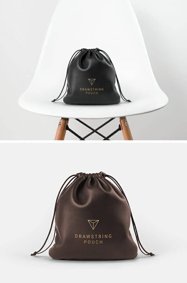 Leather Drawstring Pouch MockUp