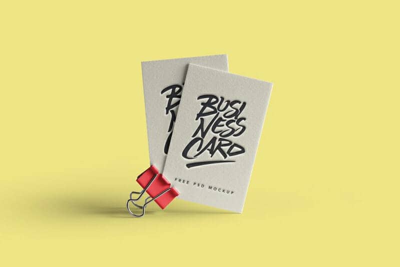 Business Card Mockup on a Clip With Emboss Effect