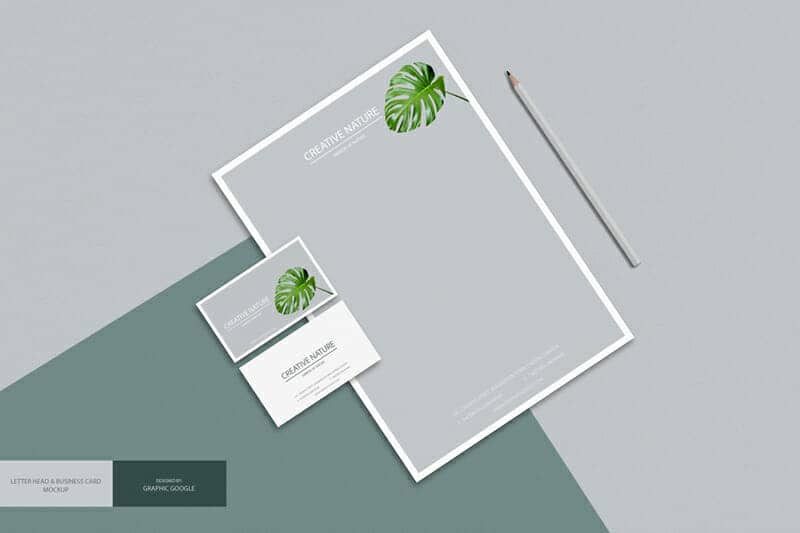 Letter Head with Business Card Mockup