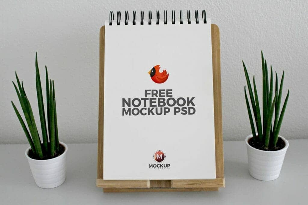 Free Standing Notebook Mockup