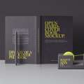 Open Hardcover Book With Scotch Tape Mockup