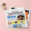 Newspaper With Coffee Flatlay Mockup