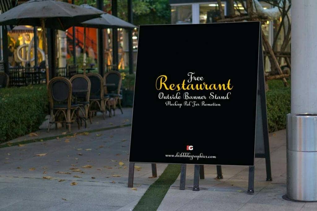 Outdoor Restaurant Banner Stand Mockup