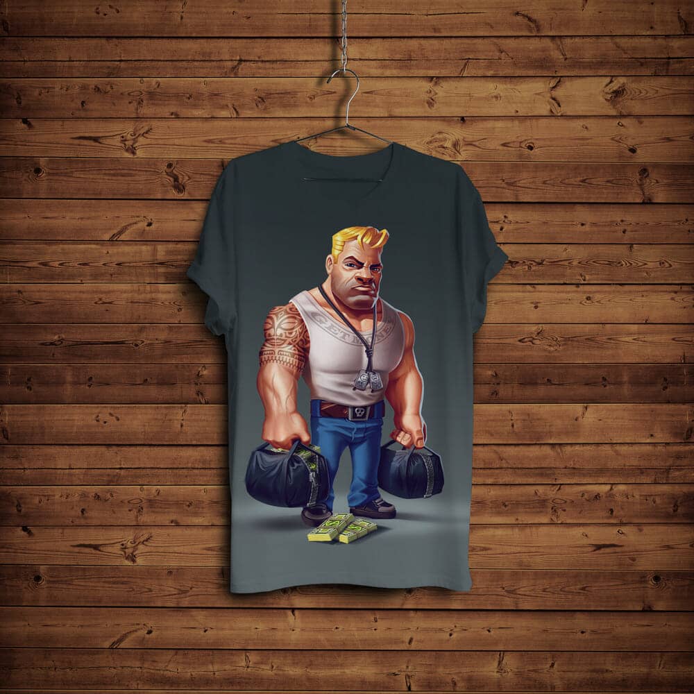 T-Shirt Mockup with Hanger & Wooden Background