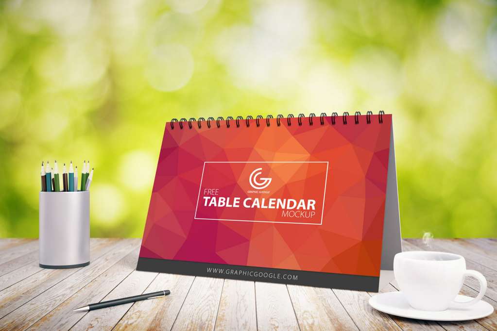 Free Table Calendar Mockup For 2017