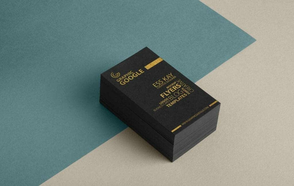 Golden Foil Texture Business Card Mockup