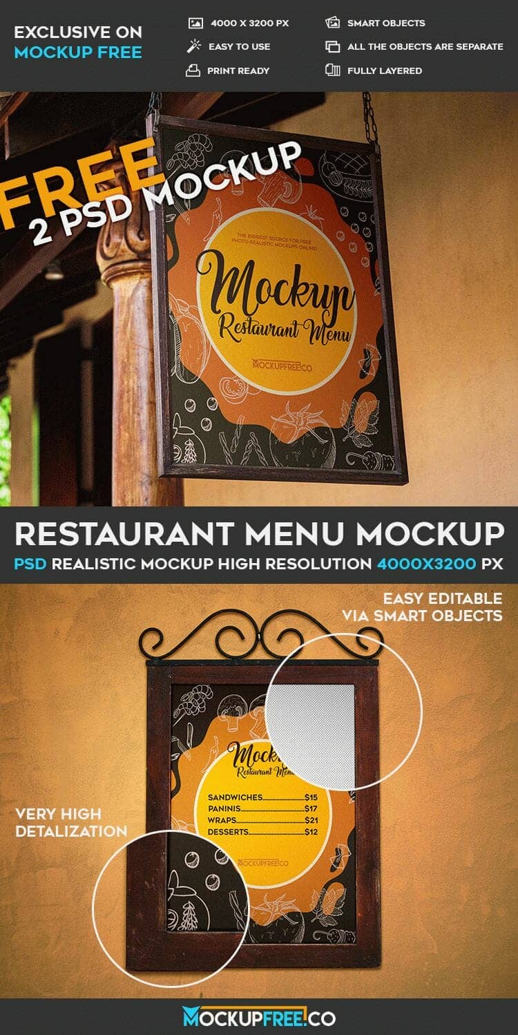 Restaurant Menu – 2 Free Mockups