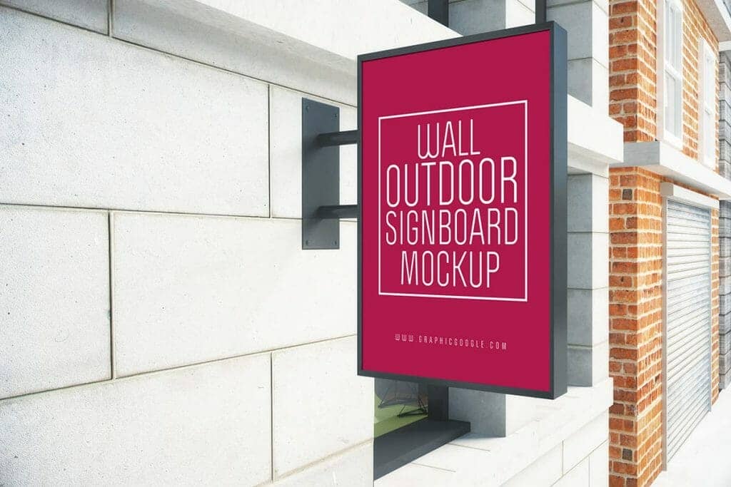 Wall Outdoor Signboard Mockup