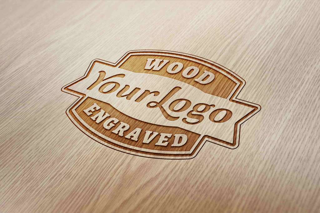 Vintage Wood Engraved Logo Mockup