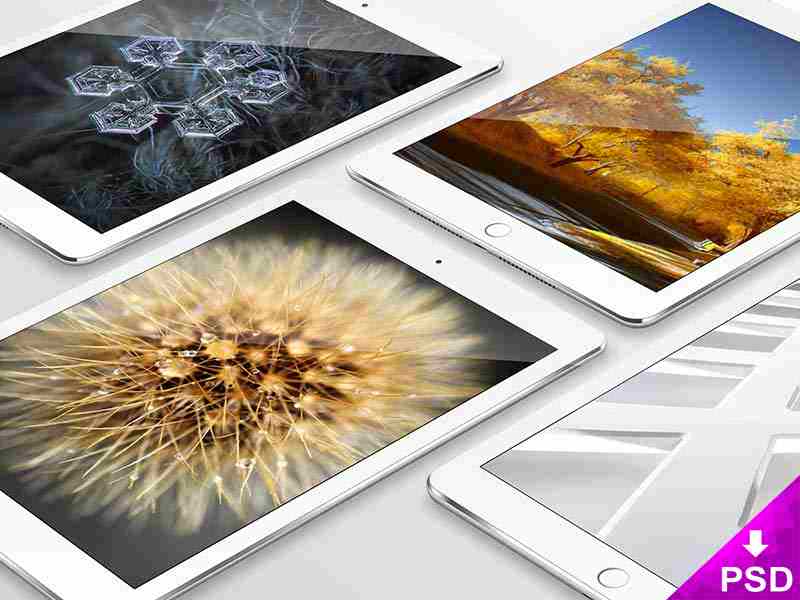 4 White Apple iPad Mockup