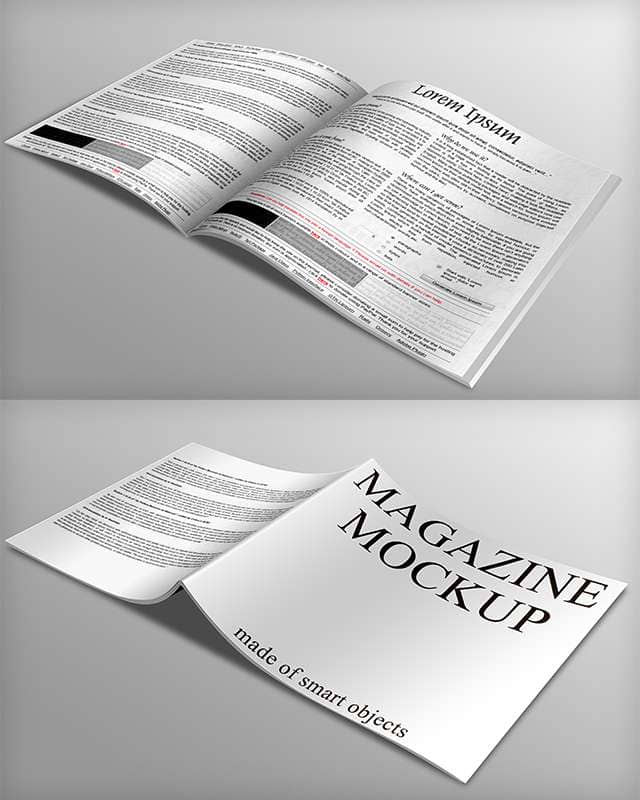White Magazine with Black Print Mockup