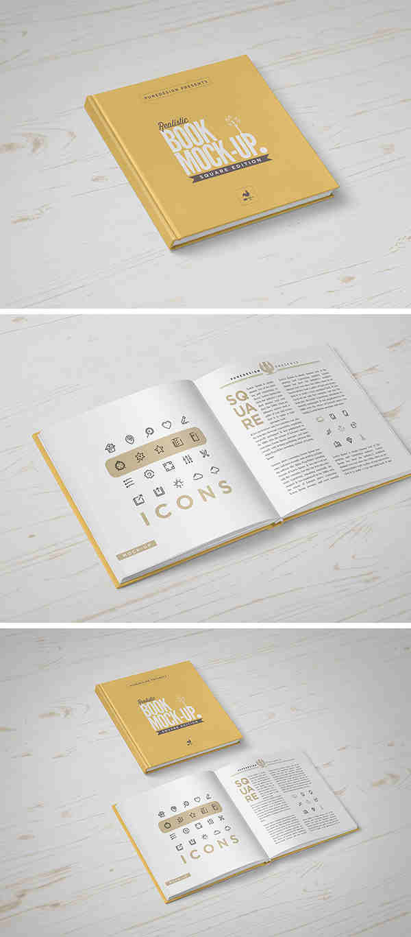 Gold Square Book Mockup