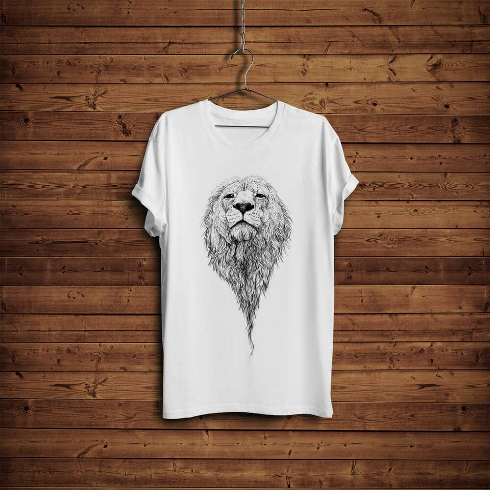 T-Shirt Mockup with Hanger & Wooden Background