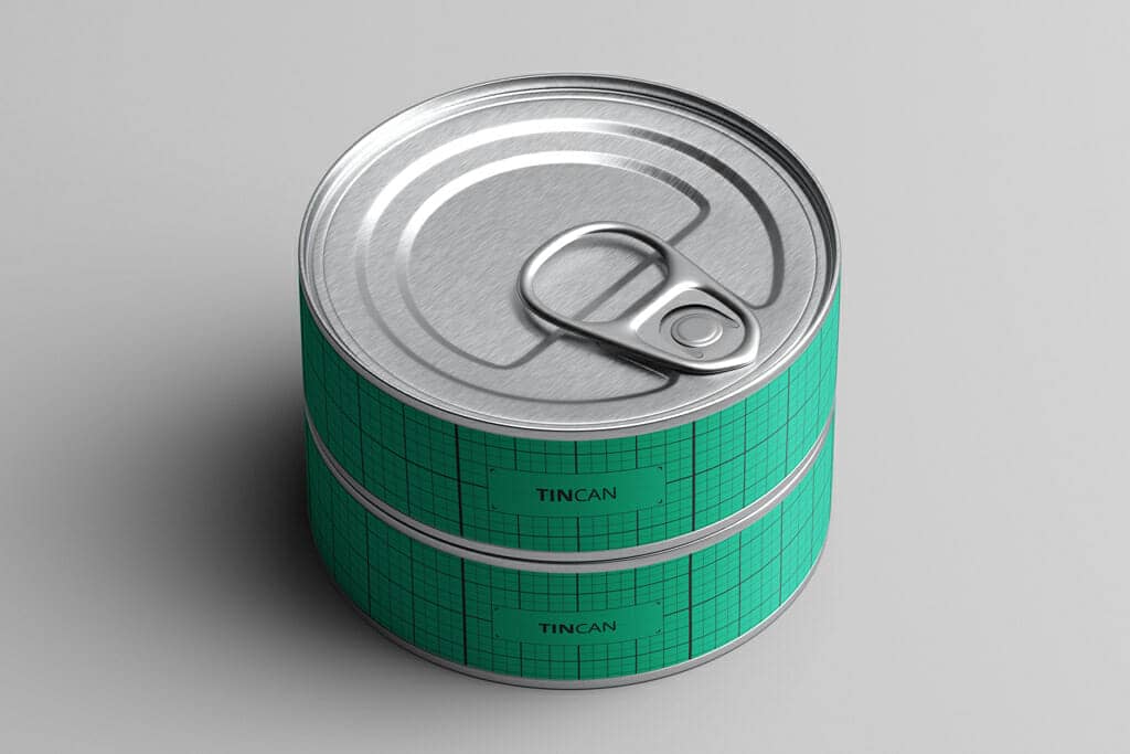 Free Flat Tin Can Mockups with 2 Angles