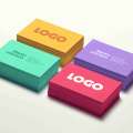 Stacks of Colorful Business Card Mockup