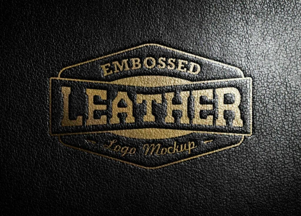 Realistic Embossed Leather Stamping Logo MockUp
