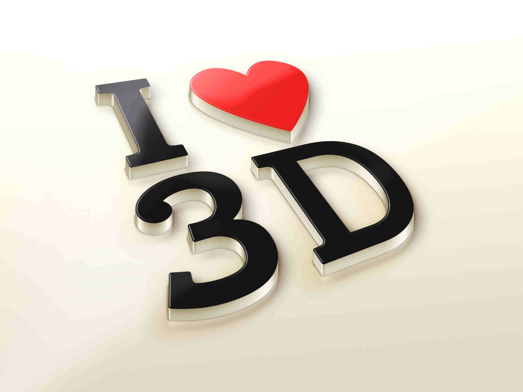 Realistic I Love 3D Logo MockUp