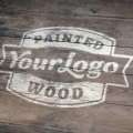 Realistic Painted Wood Logo Mockup