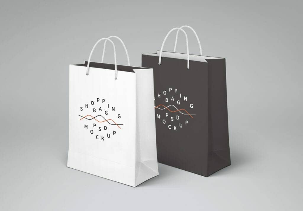Realistic Paper Shopping Bag Mockup