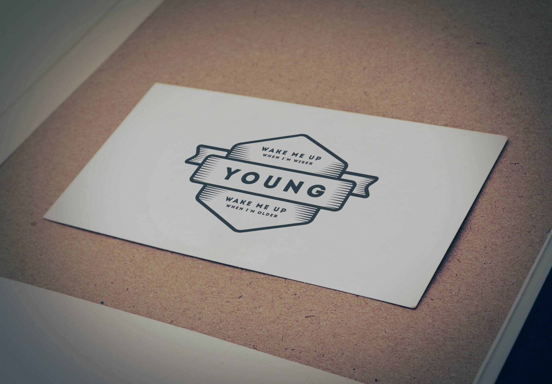 Vintage Young Labeled Logo Mockup