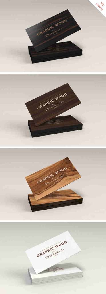 Natural Wooden Business Cards Mockup