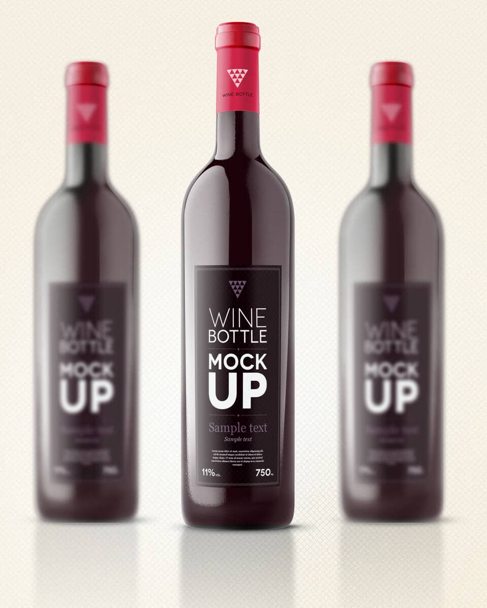 Simple Wine Bottle With a Red Cap Mockup